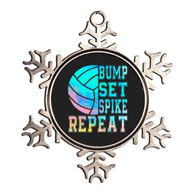 Colorful Teen Girl Volleyball Bump Set Spike Repeat Metallic Star Ornament