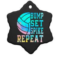 Colorful Teen Girl Volleyball Bump Set Spike Repeat Ceramic Star Ornament