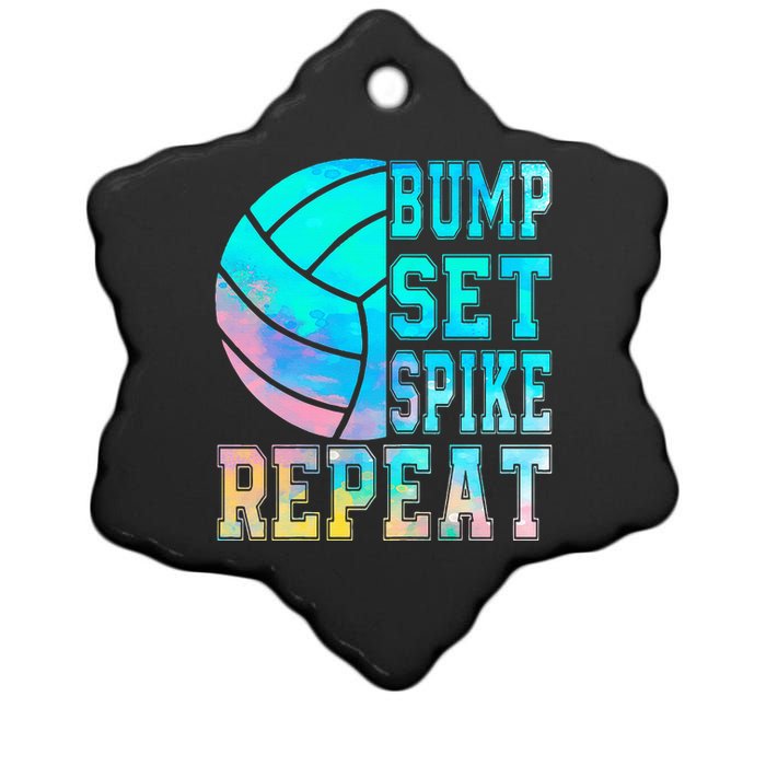 Colorful Teen Girl Volleyball Bump Set Spike Repeat Ceramic Star Ornament