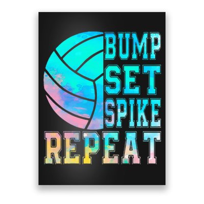 Colorful Teen Girl Volleyball Bump Set Spike Repeat Poster