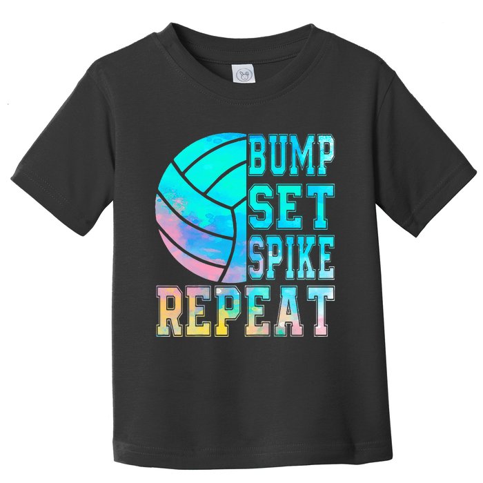 Colorful Teen Girl Volleyball Bump Set Spike Repeat Toddler T-Shirt