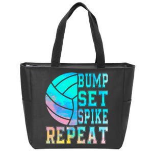 Colorful Teen Girl Volleyball Bump Set Spike Repeat Zip Tote Bag