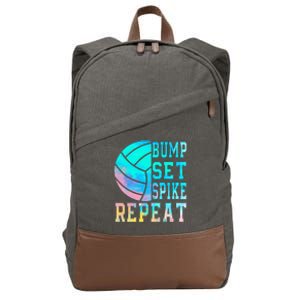 Colorful Teen Girl Volleyball Bump Set Spike Repeat Cotton Canvas Backpack