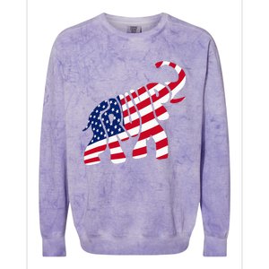 Cute Trump Gift Proud American Flag Elephant Colorblast Crewneck Sweatshirt