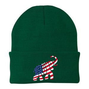 Cute Trump Gift Proud American Flag Elephant Knit Cap Winter Beanie