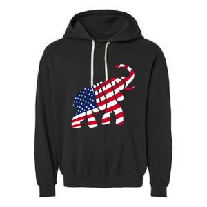 Cute Trump Gift Proud American Flag Elephant Garment-Dyed Fleece Hoodie