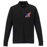 Cute Trump Gift Proud American Flag Elephant Performance Long Sleeve Polo