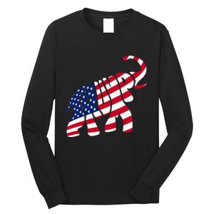 Cute Trump Gift Proud American Flag Elephant Long Sleeve Shirt