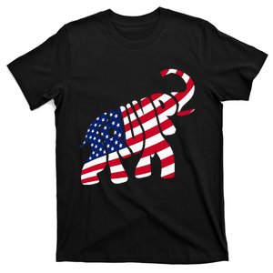 Cute Trump Gift Proud American Flag Elephant T-Shirt