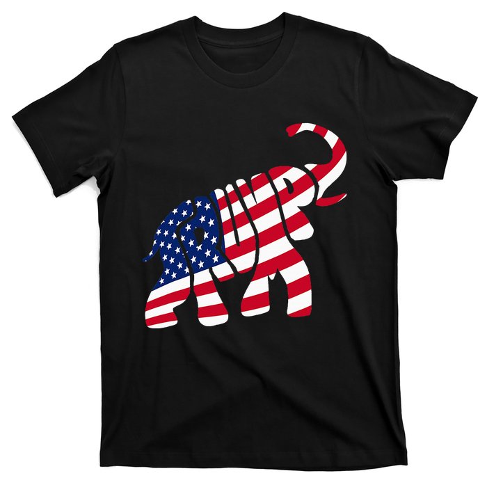 Cute Trump Gift Proud American Flag Elephant T-Shirt