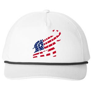 Cute Trump Gift Proud American Flag Elephant Snapback Five-Panel Rope Hat