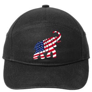 Cute Trump Gift Proud American Flag Elephant 7-Panel Snapback Hat