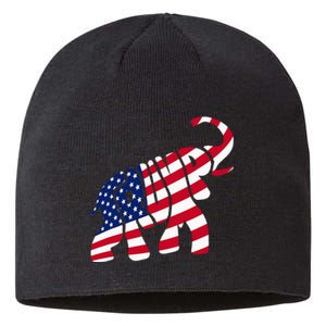 Cute Trump Gift Proud American Flag Elephant Sustainable Beanie