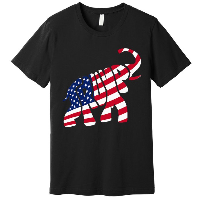 Cute Trump Gift Proud American Flag Elephant Premium T-Shirt