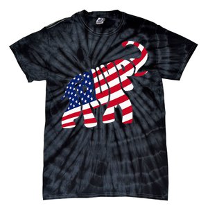 Cute Trump Gift Proud American Flag Elephant Tie-Dye T-Shirt