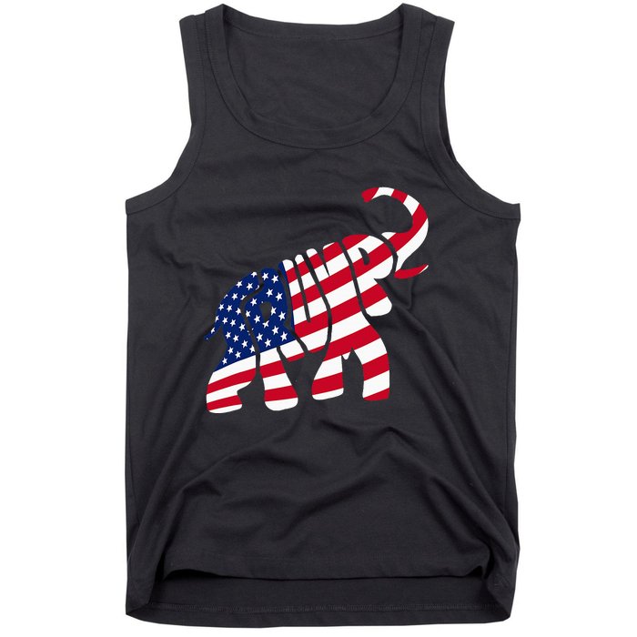 Cute Trump Gift Proud American Flag Elephant Tank Top