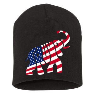 Cute Trump Gift Proud American Flag Elephant Short Acrylic Beanie