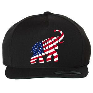 Cute Trump Gift Proud American Flag Elephant Wool Snapback Cap