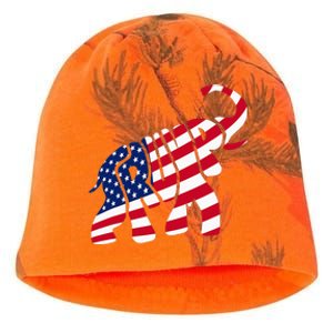 Cute Trump Gift Proud American Flag Elephant Kati - Camo Knit Beanie