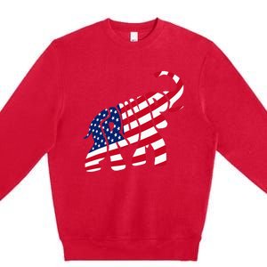 Cute Trump Gift Proud American Flag Elephant Premium Crewneck Sweatshirt