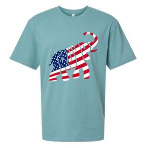 Cute Trump Gift Proud American Flag Elephant Sueded Cloud Jersey T-Shirt