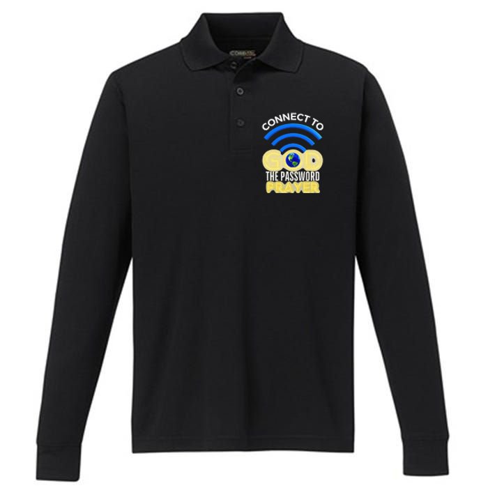 Connect To God Wifi Password Is Prayer Performance Long Sleeve Polo