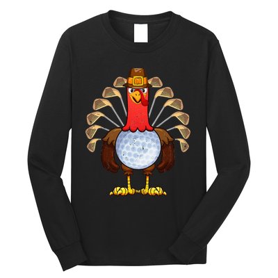 Cool Thanksgiving Golf Gobble Player Turkey Thankful Long Sleeve Shirt