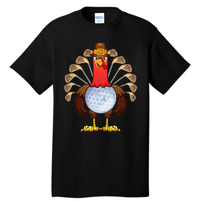 Cool Thanksgiving Golf Gobble Player Turkey Thankful Tall T-Shirt