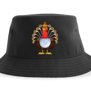 Cool Thanksgiving Golf Gobble Player Turkey Thankful Sustainable Bucket Hat