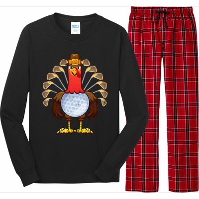 Cool Thanksgiving Golf Gobble Player Turkey Thankful Long Sleeve Pajama Set