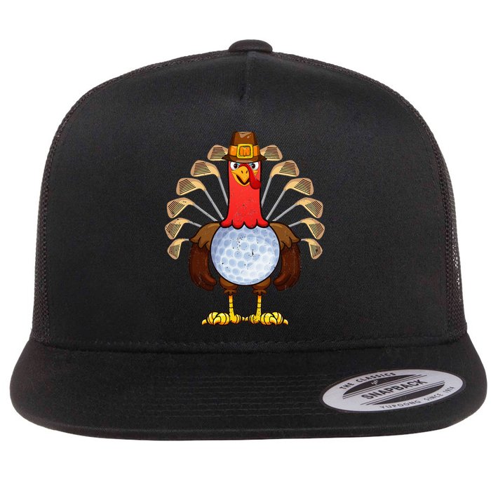 Cool Thanksgiving Golf Gobble Player Turkey Thankful Flat Bill Trucker Hat