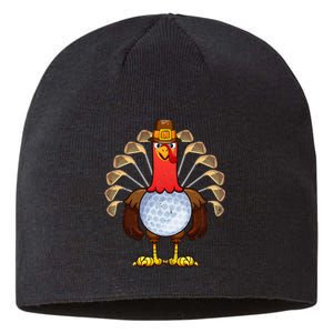 Cool Thanksgiving Golf Gobble Player Turkey Thankful Sustainable Beanie