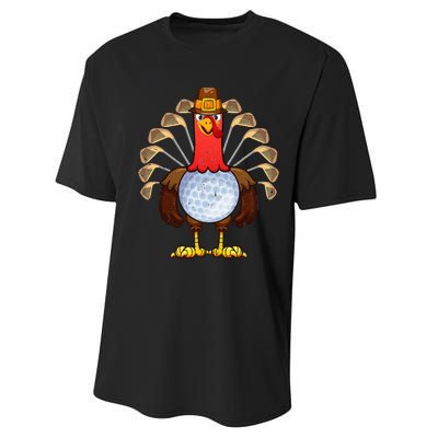 Cool Thanksgiving Golf Gobble Player Turkey Thankful Performance Sprint T-Shirt