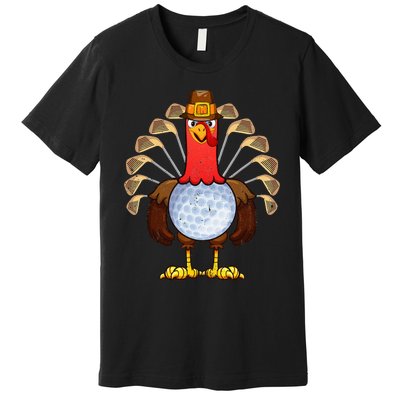 Cool Thanksgiving Golf Gobble Player Turkey Thankful Premium T-Shirt