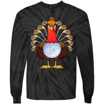 Cool Thanksgiving Golf Gobble Player Turkey Thankful Tie-Dye Long Sleeve Shirt