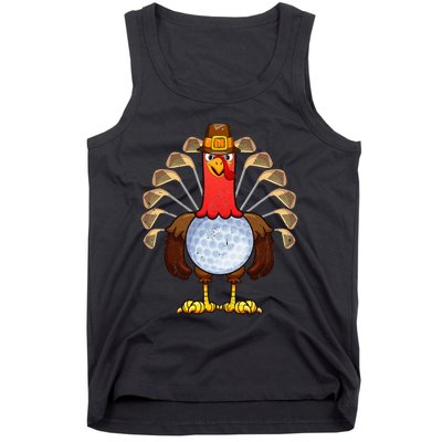 Cool Thanksgiving Golf Gobble Player Turkey Thankful Tank Top