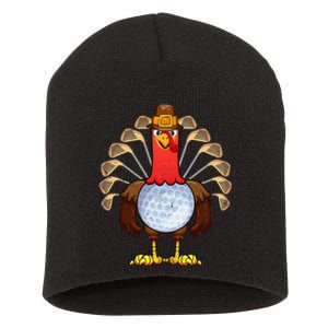 Cool Thanksgiving Golf Gobble Player Turkey Thankful Short Acrylic Beanie