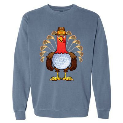 Cool Thanksgiving Golf Gobble Player Turkey Thankful Garment-Dyed Sweatshirt