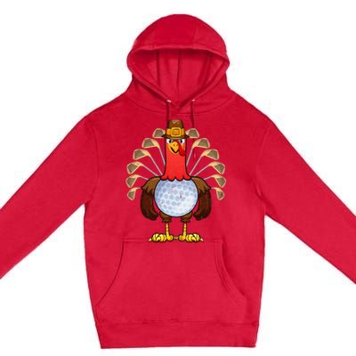 Cool Thanksgiving Golf Gobble Player Turkey Thankful Premium Pullover Hoodie