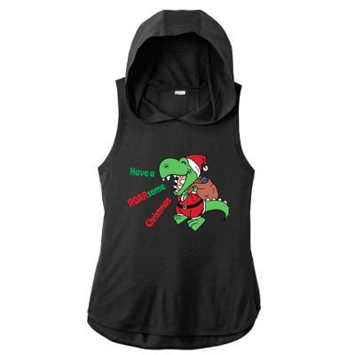 Christmas Trex Gift Have A Roarsome Christmas Cool Gift Ladies PosiCharge Tri-Blend Wicking Draft Hoodie Tank