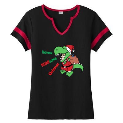 Christmas Trex Gift Have A Roarsome Christmas Cool Gift Ladies Halftime Notch Neck Tee