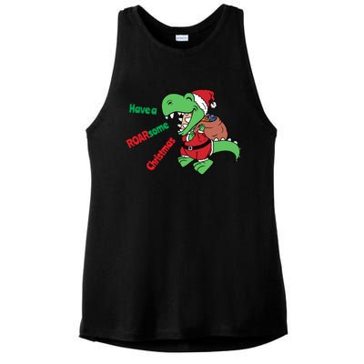 Christmas Trex Gift Have A Roarsome Christmas Cool Gift Ladies PosiCharge Tri-Blend Wicking Tank