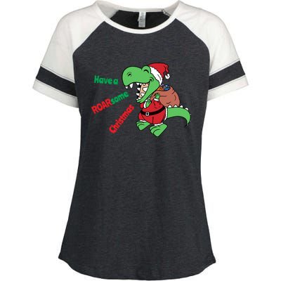 Christmas Trex Gift Have A Roarsome Christmas Cool Gift Enza Ladies Jersey Colorblock Tee