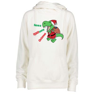 Christmas Trex Gift Have A Roarsome Christmas Cool Gift Womens Funnel Neck Pullover Hood