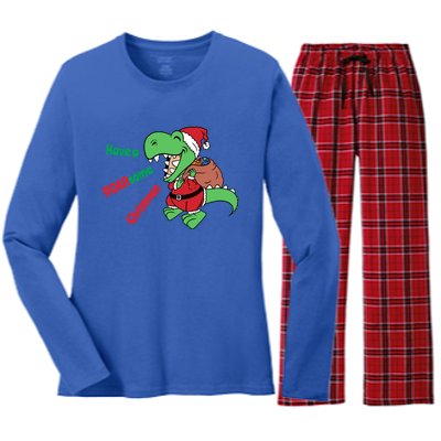 Christmas Trex Gift Have A Roarsome Christmas Cool Gift Women's Long Sleeve Flannel Pajama Set 