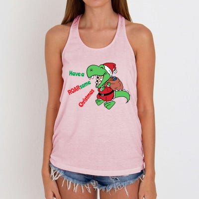 Christmas Trex Gift Have A Roarsome Christmas Cool Gift Women's Knotted Racerback Tank