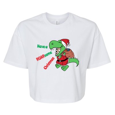 Christmas Trex Gift Have A Roarsome Christmas Cool Gift Bella+Canvas Jersey Crop Tee