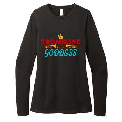 Cute Trombone Goddess Orchestra Band Music Queen Girls Crown Gift Womens CVC Long Sleeve Shirt