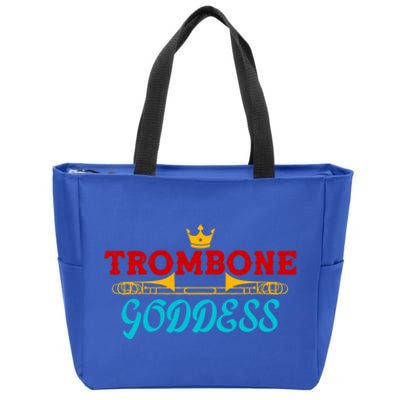 Cute Trombone Goddess Orchestra Band Music Queen Girls Crown Gift Zip Tote Bag