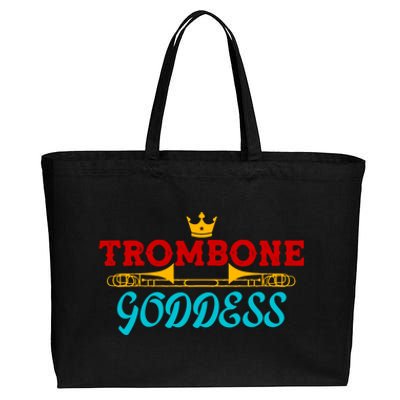 Cute Trombone Goddess Orchestra Band Music Queen Girls Crown Gift Cotton Canvas Jumbo Tote